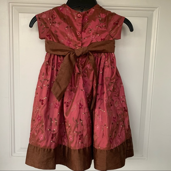 •Marmellata• Girls Iridescent Taffeta Floral Embroidered Dress - Size 24 Months - Picture 6 of 9